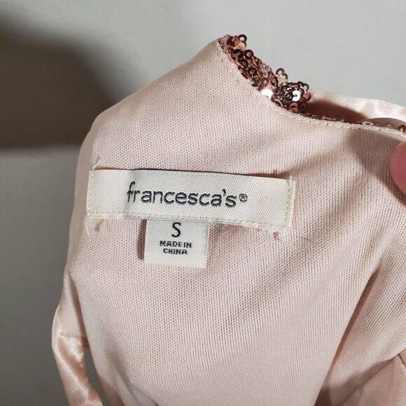 Francesca's Collections Dress Small Gold Sequined Maxi Madeline Gown Gala Prom - Picture 13 of 14